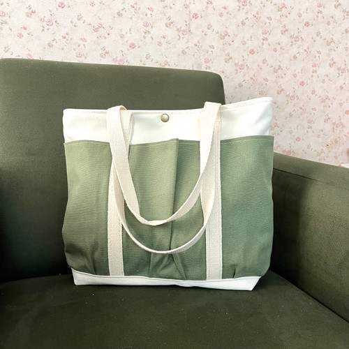 توت بگ پارچه ای سه جیب سبز (زیپ دار)