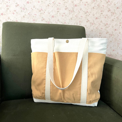 توت بگ پارچه ای سه جیب آجری (زیپ دار)